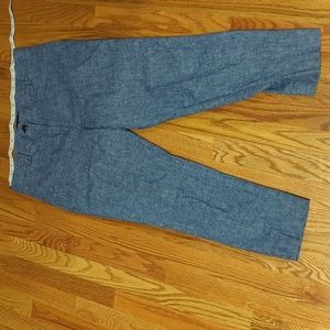 ANN TAYLOR LINEN BLEND HEATHER BLUE CROPPED PANTS WOMENS SIZE 8